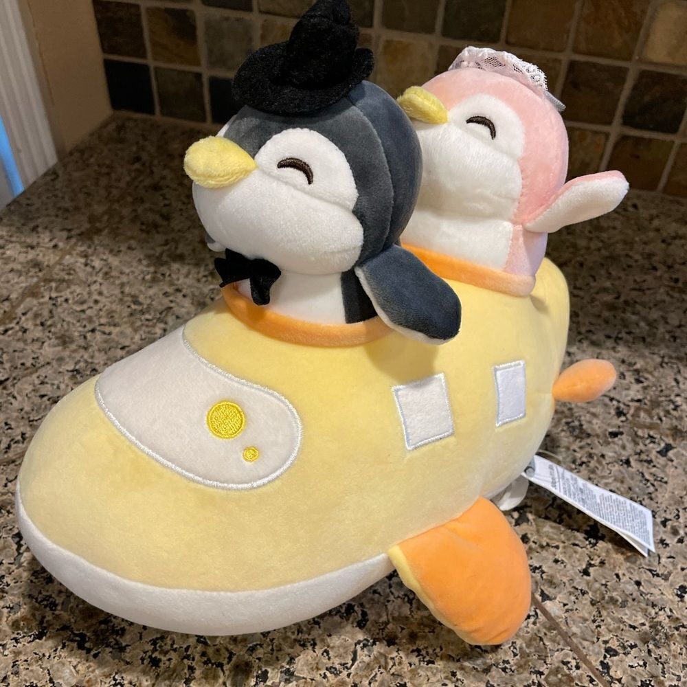 Travel Series Bride and Groom Penguins Airplane Plush